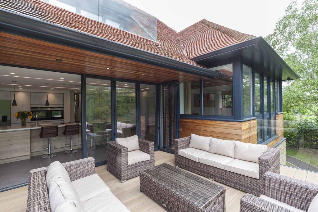 black bifold door