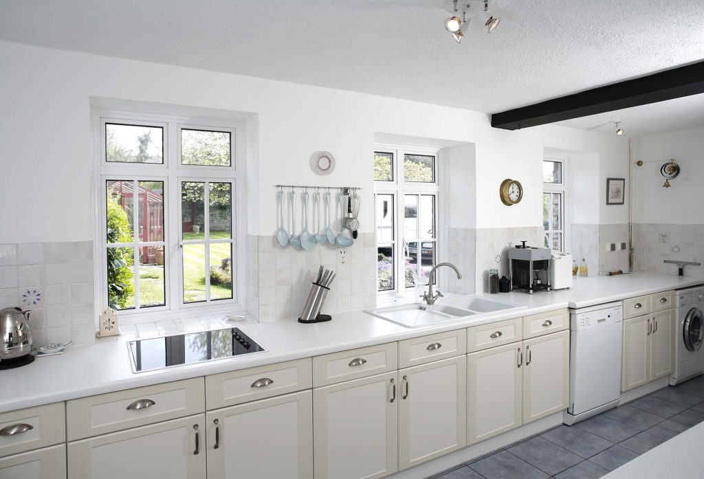 white kitchen casement windows